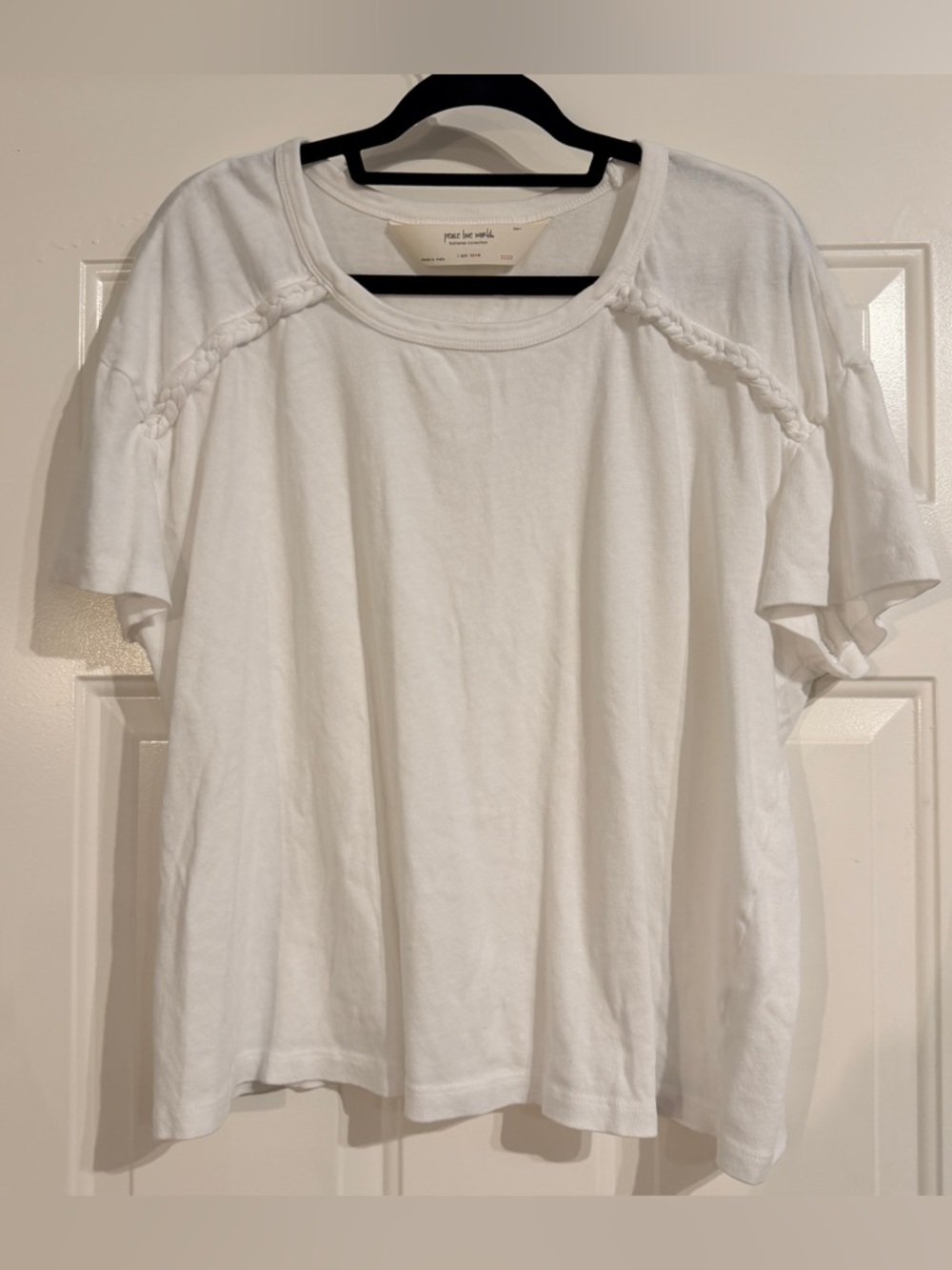 Peace Love World white t-shirt size large